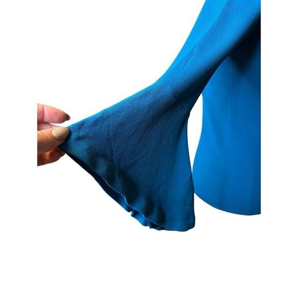 International Concepts Women's Blue Boat Neck Bell-Sleeve Blouse Petite Medium - Picture 4 of 7